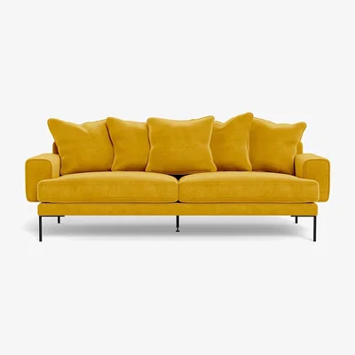 Heal's Heal's Torrington 4 Seater Sofa Smart Luxe Velvet Canary Black Feet