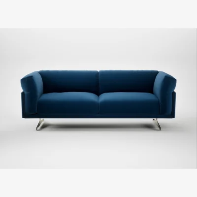 Heal's Heal's Novara 3 Seater Sofa Cotton Velvet Petrol Stainless Steel Feet