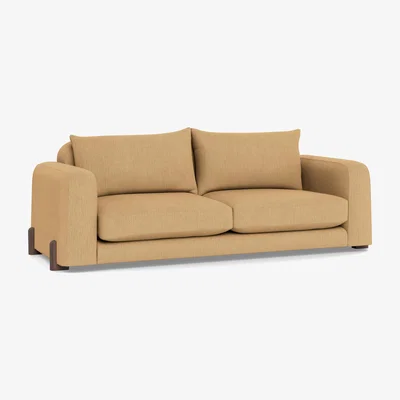 Heal's Heal's Nuvola 4 Seater Sofa Smart Linen Mix Sand Natural Oak Feet