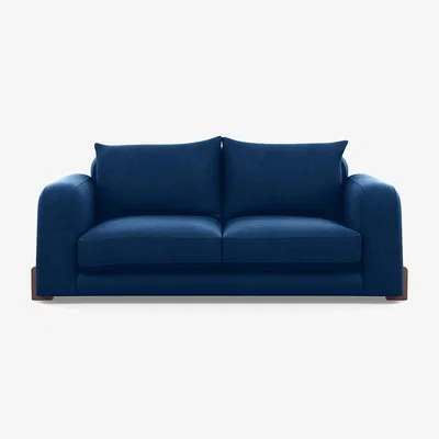 Heal's Heal's Nuvola 2 Seater Sofa Velvet Petrol Walnut Stained Feet