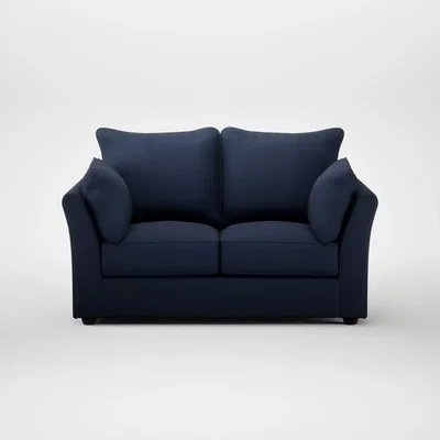 Heal's Heal's Tailor 2 Seater Sofa Smart Cotton Linen Indigo Walnut Stained Feet