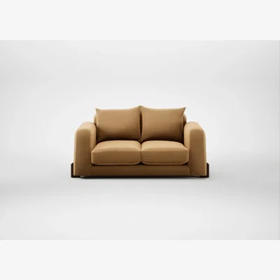 Heal's Heal's Nuvola 2 Seater Sofa Wool Velvet Camel Walnut Stained Feet