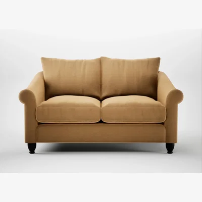 Heal's Heal's Devon 2 Seater Sofa Wool Velvet Camel Black Feet