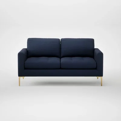Heal's Heal's Eton 2 Seater Sofa Smart Cotton Linen Indigo Brass Feet
