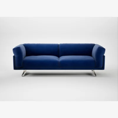 Heal's Heal's Novara 4 Seater Sofa Smart Luxe Velvet Azure Stainless Steel Feet
