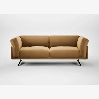 Heal's Heal's Novara 3 Seater Sofa Wool Velvet Camel Black Feet