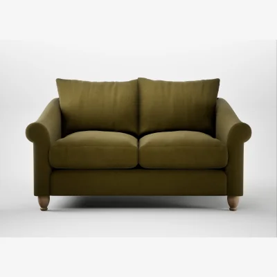 Heal's Heal's Devon 2 Seater Sofa Wool Velvet Olive Natural Feet