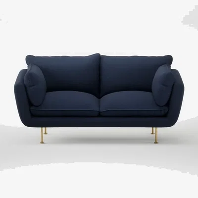 Heal's Heal's Allora 2 Seater Sofa Smart Cotton Linen Indigo Brass Feet