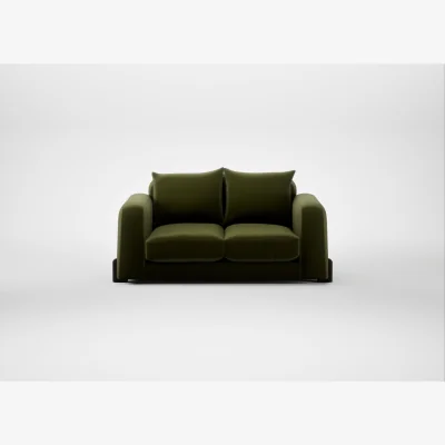 Heal's Heal's Nuvola 2 Seater Sofa Cotton Velvet Evergreen Black Feet