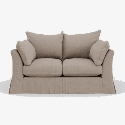 Heal's Heal's Tailor Loose Cover 2 Seater Sofa Smart Cotton Linen Indigo Natural Feet