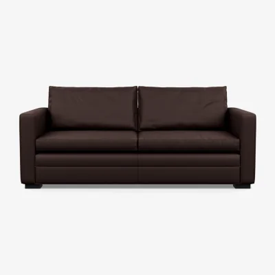 Heal's Heal's Palermo 3 Seater Sofa Heritage Leather Stone Grey 2060 Black Feet