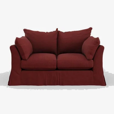 Heal's Heal's Tailor Loose Cover 2 Seater Sofa Capelo Linen-Cotton Etruscan Red Natural Feet