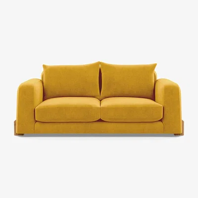 Heal's Heal's Nuvola 2 Seater Sofa Smart Luxe Velvet Canary Natural Oak Feet
