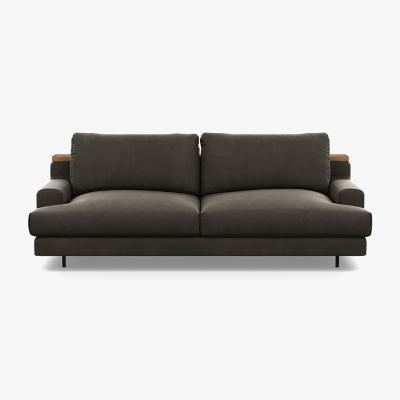 Heal's Heal's Orso 3 Seater With Oak Shelf Velvet Charcoal Black Feet