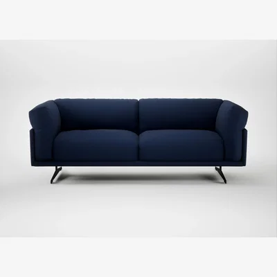 Heal's Heal's Novara 3 Seater Sofa Smart Cotton Linen Indigo Black Feet