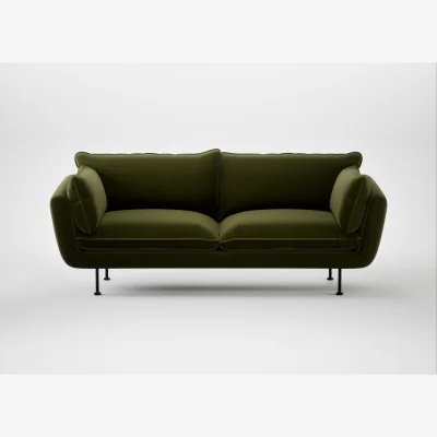 Heal's Heal's Allora 3 Seater Sofa Cotton Velvet Evergreen Black Feet