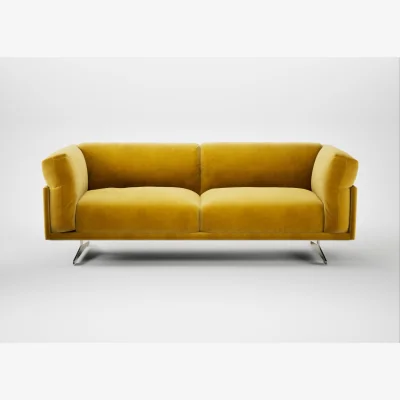 Heal's Heal's Novara 3 Seater Sofa Smart Luxe Velvet Canary Stainless Steel Feet