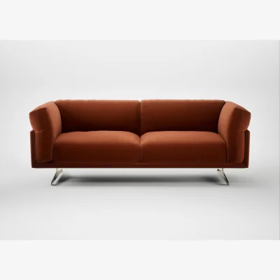 Heal's Heal's Novara 3 Seater Sofa Cotton Velvet Russet Stainless Steel Feet