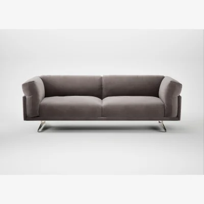 Heal's Heal's Novara 4 Seater Sofa Smart Luxe Velvet Mushroom Stainless Steel Feet
