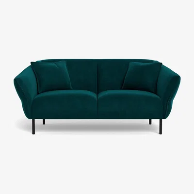 Heal's Heal's Alto 2 Seater Sofa Smart Luxe Velvet Ocean Black Feet