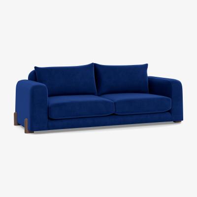 Heal's Heal's Nuvola 4 Seater Sofa Smart Luxe Velvet Azure Natural Oak Feet