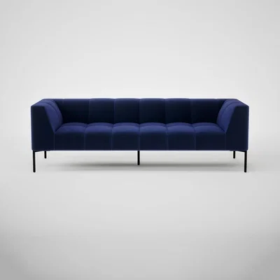 Heal's Heal's Quadro 4 Seater Sofa Nobilis Velvet Neptune Black Feet