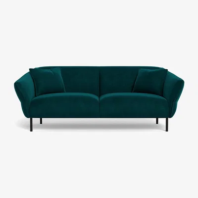 Heal's Heal's Alto 3 Seater Sofa Smart Luxe Velvet Ocean Black Feet