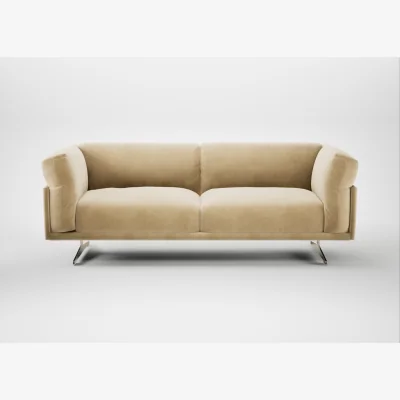 Heal's Heal's Novara 3 Seater Sofa Smart Luxe Velvet Biscuit Stainless Steel Feet