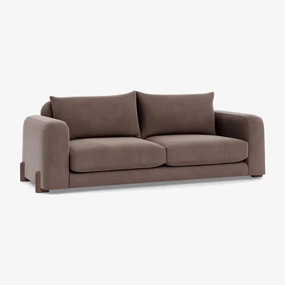 Heal's Heal's Nuvola 4 Seater Sofa Smart Velvet Mouse Walnut Stained Feet