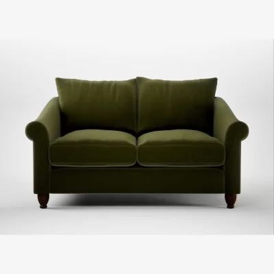 Heal's Heal's Devon 2 Seater Sofa Cotton Velvet Evergreen Walnut Stained Feet