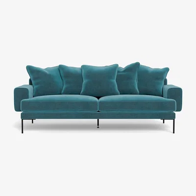 Heal's Heal's Torrington 4 Seater Sofa Smart Luxe Velvet Airforce Blue Black Feet