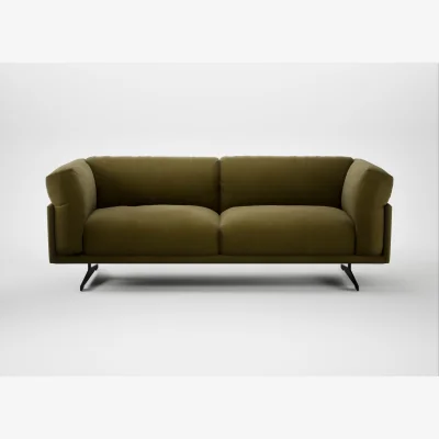 Heal's Heal's Novara 4 Seater Sofa Wool Velvet Olive Black Feet
