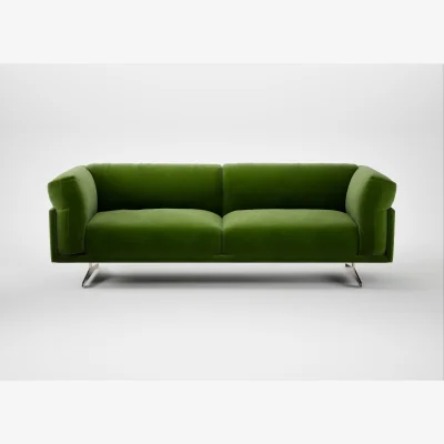 Heal's Heal's Novara 4 Seater Sofa Smart Luxe Velvet Grass Stainless Steel Feet