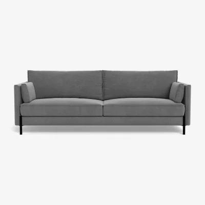 Heal's Heal's Tortona 4 Seater Sofa Smart Cotton Linen Myrtle Black Feet
