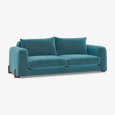 Heal's Heal's Nuvola 4 Seater Sofa Smart Luxe Velvet Airforce Blue Natural Oak Feet