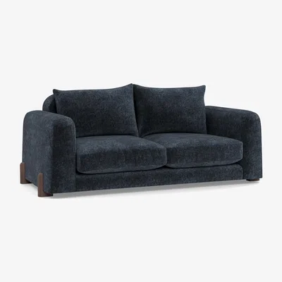 Heal's Heal's Nuvola 2 Seater Sofa Boucle Velvet Space Walnut Stained Oak Feet