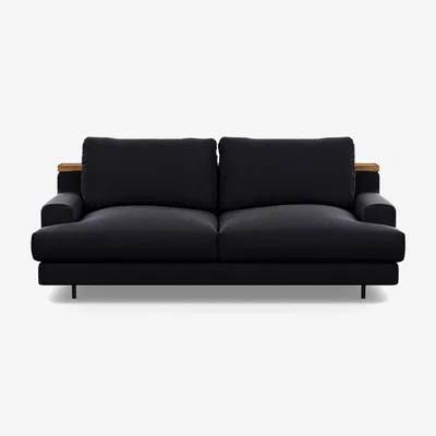 Heal's Heal's Orso 2 Seater With Oak Shelf Velvet Black Black Feet