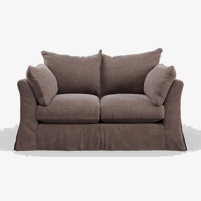 Heal's Heal's Tailor Loose Cover 2 Seater Sofa Cotton Velvet Mink Natural Feet