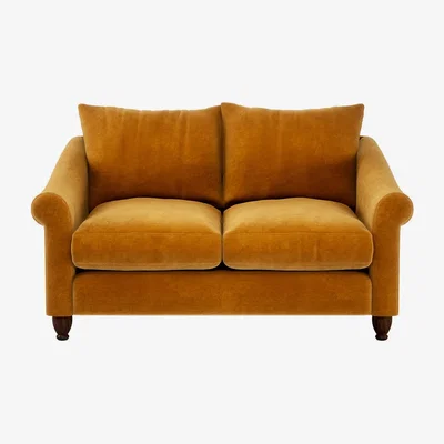 Heal's Heal's Devon 2 Seater Sofa Smart Luxe Velvet Mineral Blue Walnut Stained Feet