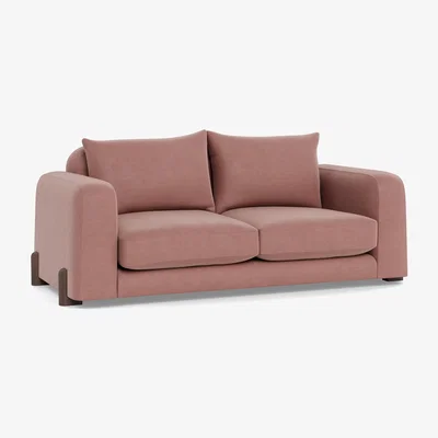 Heal's Heal's Nuvola 2 Seater Sofa Smart Luxe Velvet Dusky Pink Black Painted Feet