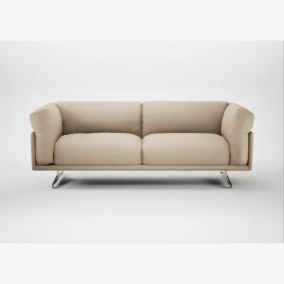 Heal's Heal's Novara 3 Seater Sofa Brushed Cotton Oat Stainless Steel Feet