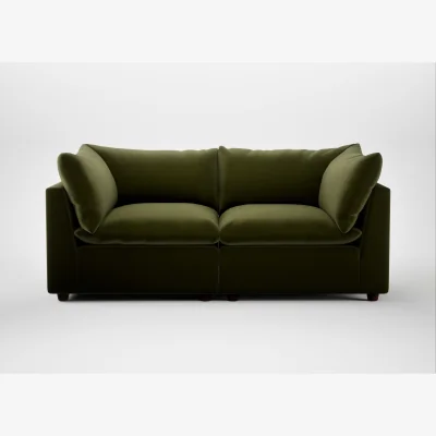 Heal's Heal's Astrid 3 Seater Sofa Cotton Velvet Evergreen Walnut Stained Beech Feet