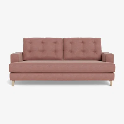 Heal's Heal's Mistral 3 Seater Sofa Smart Luxe Velvet Dusky Pink Natural Beech Feet
