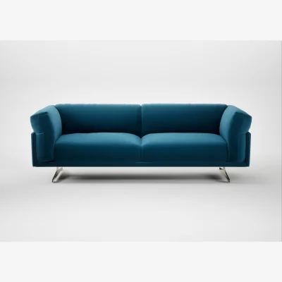 Heal's Heal's Novara 4 Seater Sofa Smart Velvet Ocean Blue Stainless Steel Feet