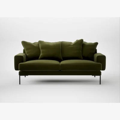 Heal's Heal's Torrington 3 Seater Sofa Cotton Velvet Evergreen Black Feet