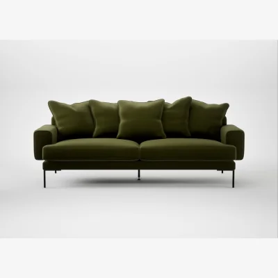 Heal's Heal's Torrington 4 Seater Sofa Cotton Velvet Evergreen Black Feet