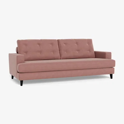 Heal's Heal's Mistral 4 Seater Sofa Smart Luxe Velvet Dusky Pink Black Beech Feet