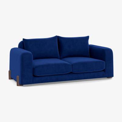 Heal's Heal's Nuvola 3 Seater Sofa Smart Luxe Velvet Azure Natural Oak Feet