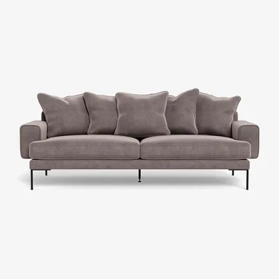 Heal's Heal's Torrington 4 Seater Sofa Smart Luxe Velvet Mushroom Black Feet