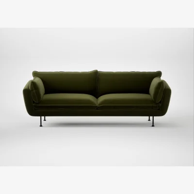 Heal's Heal's Allora 4 Seater Sofa Cotton Velvet Evergreen Black Feet